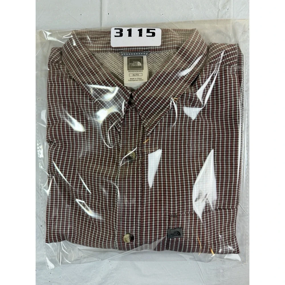 The North‎ Face Men's Long Sleeve Plaid Burgundy Shirt Size XL